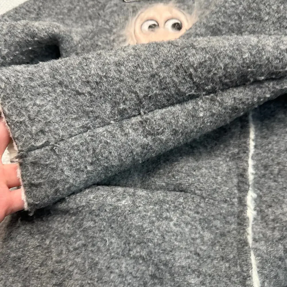 Zara knitwear fuzzy patch felt jacket